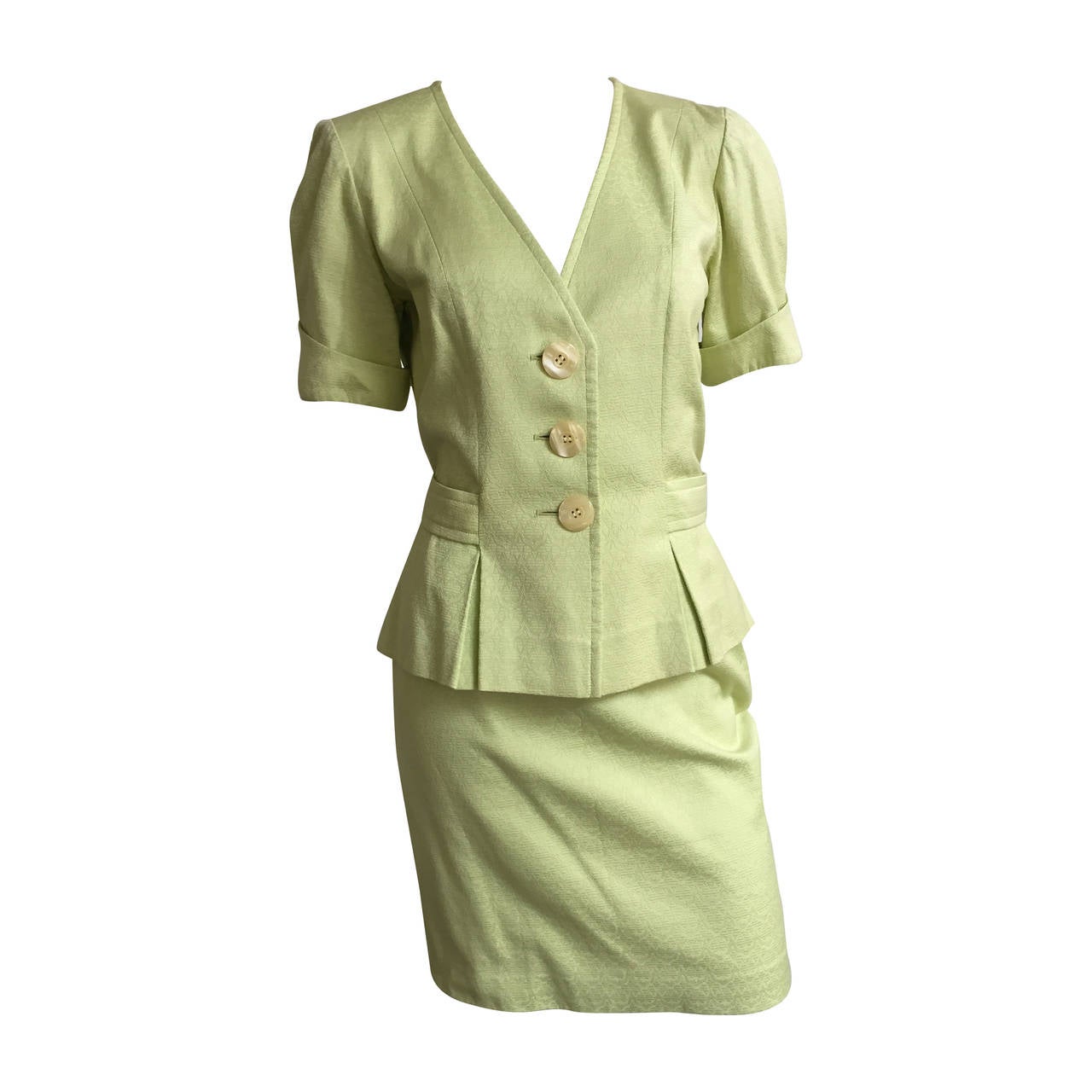 Yves Saint Laurent 80s Cotton Skirt Suit Size 6. For Sale