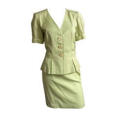 Yves Saint Laurent 80s Cotton Skirt Suit Size 6.