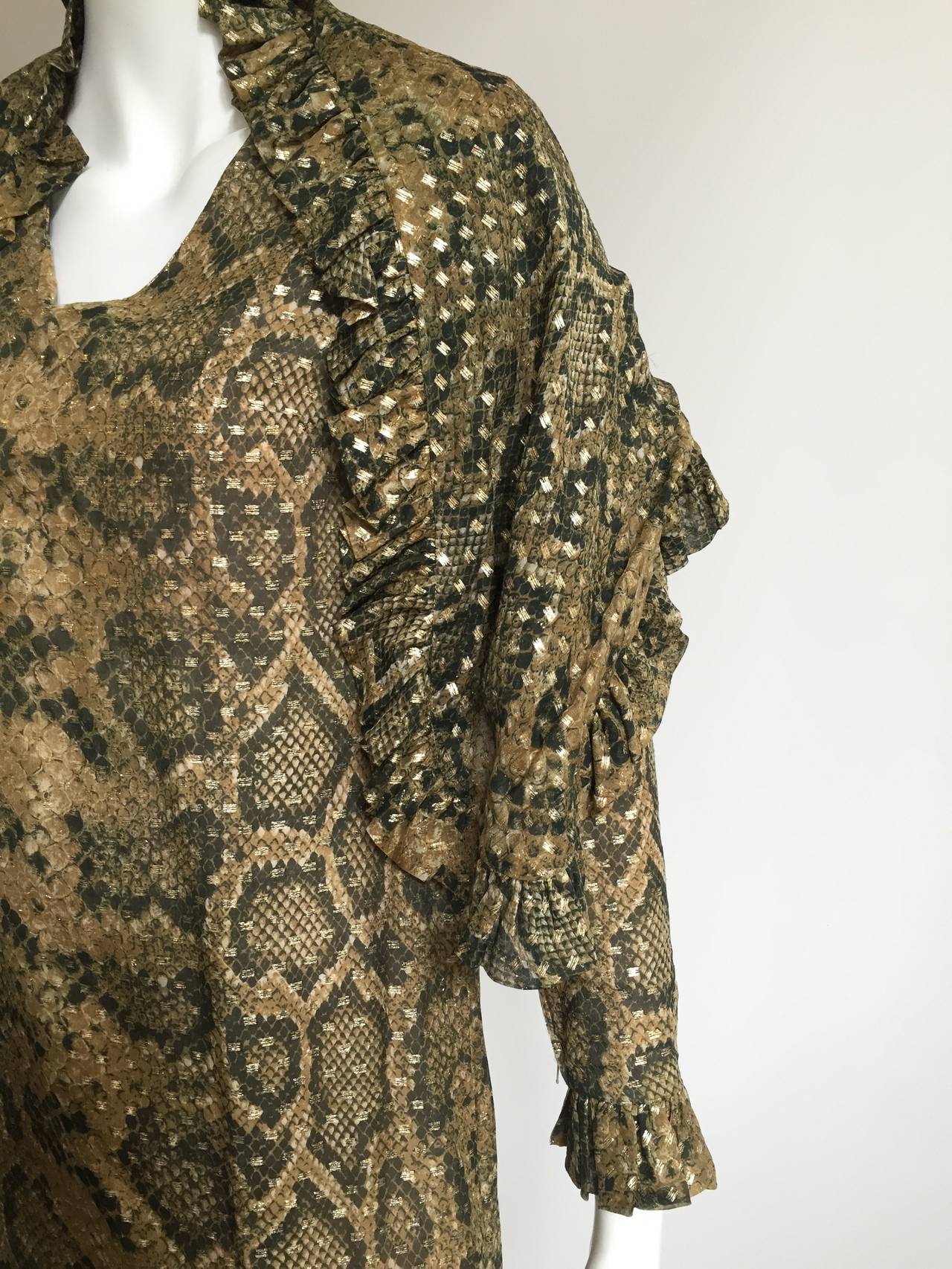 Bill Blass 70s Silk Snake Print with Shawl Dress Size 12. For Sale 3