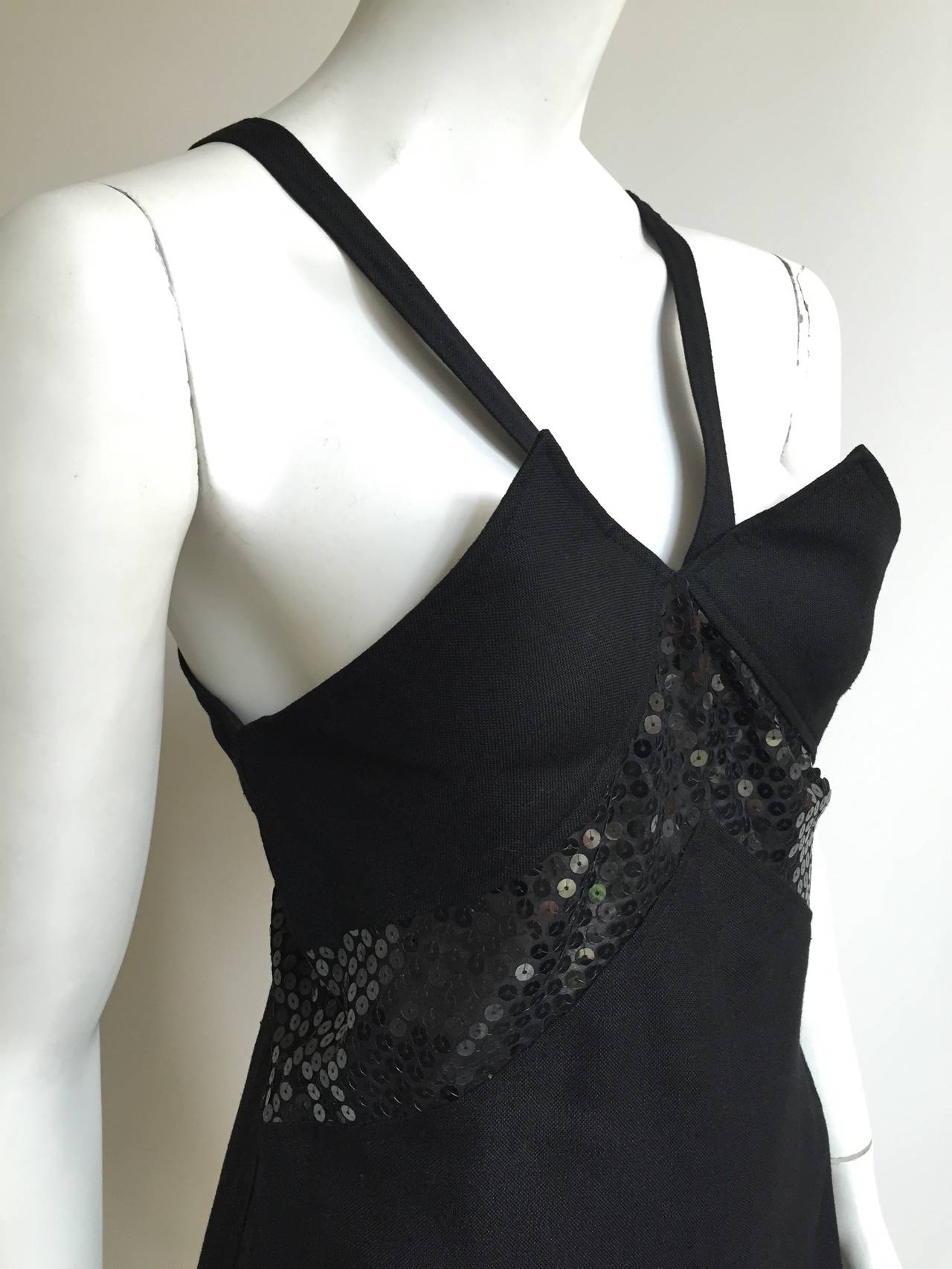 Courreges 80s Linen Sequin Evening Dress Size 8. For Sale 2