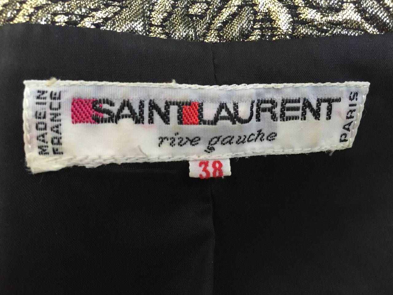 Saint Laurent Rive Gauche Gold Jacquard Knit Suit Size 6 / 8. For Sale 3