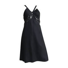 Courreges 80s Linen Sequin Evening Dress Size 8.