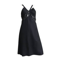 Vintage Courreges 80s Linen Sequin Evening Dress Size 8.