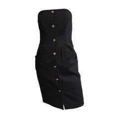 Vintage Bill Blass 90s Black Strapless Dress With Pockets Size 4.