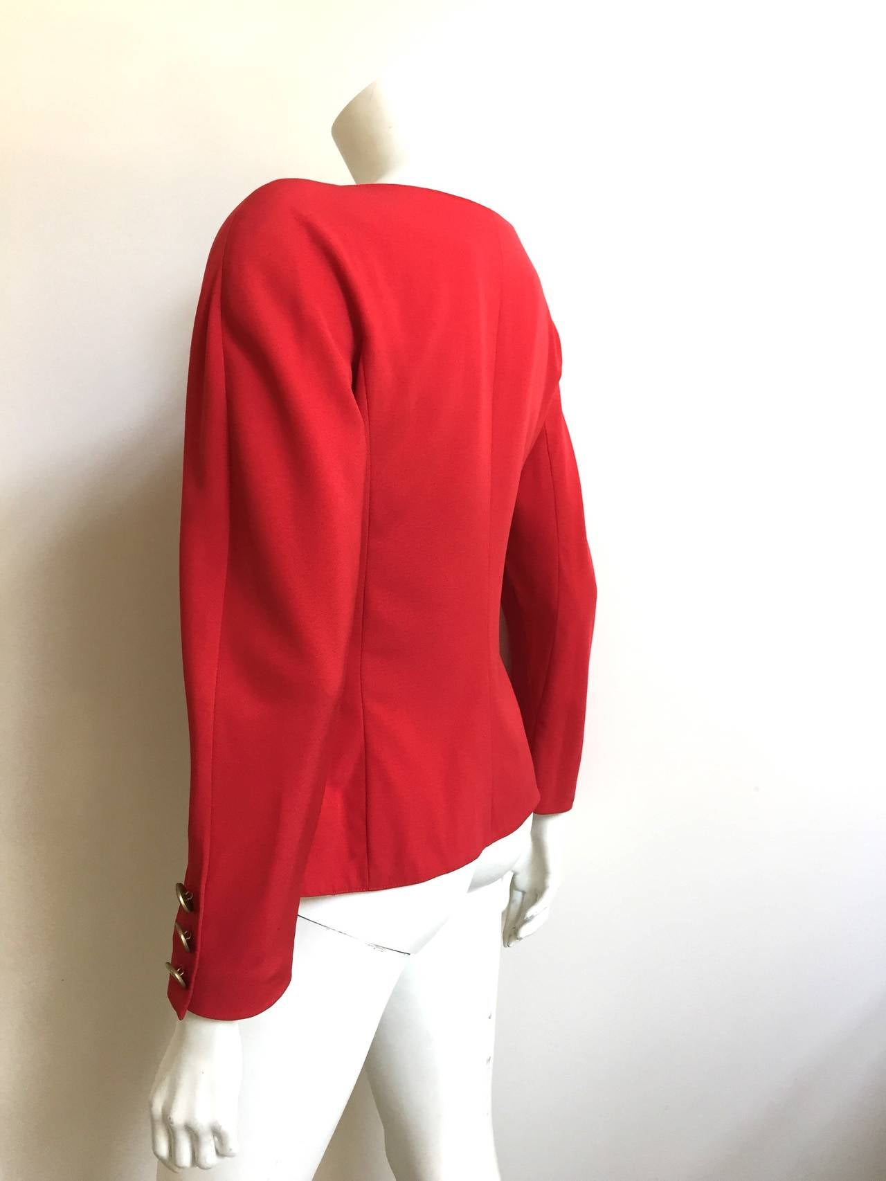Jacques Molko 1980s Red Woven Wool Jacket Size 6. For Sale 1