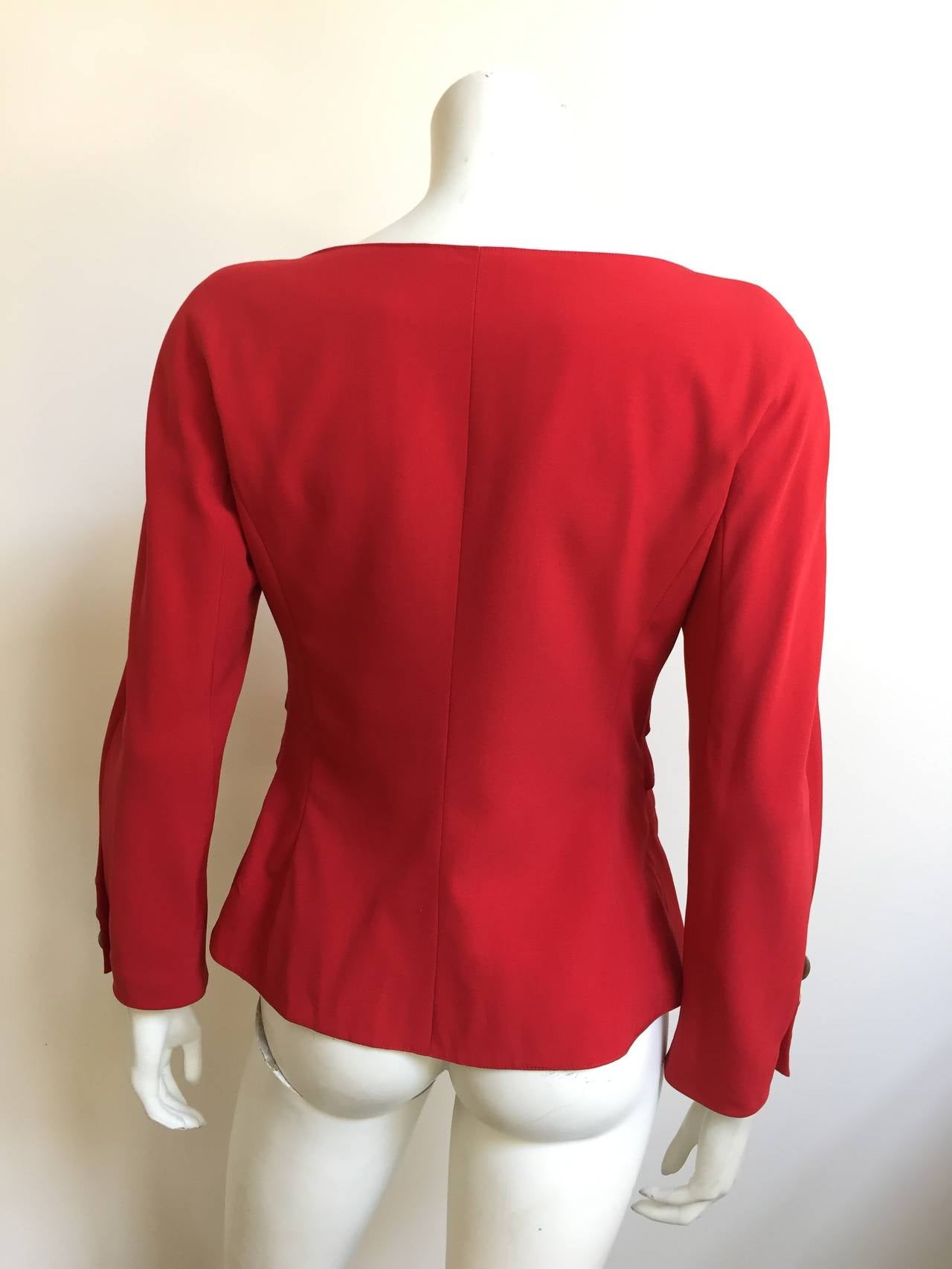Jacques Molko 1980s Red Woven Wool Jacket Size 6. For Sale 2