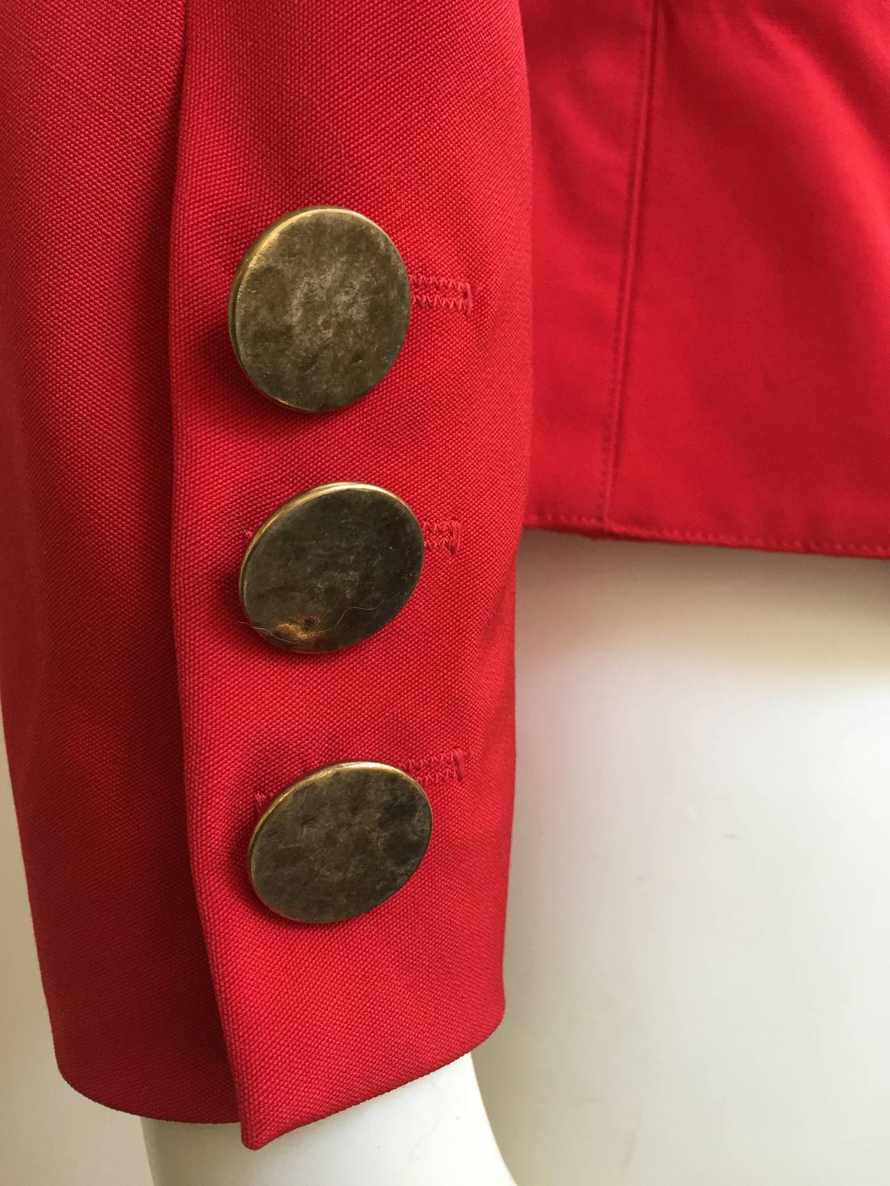Jacques Molko 1980s Red Woven Wool Jacket Size 6. For Sale 3