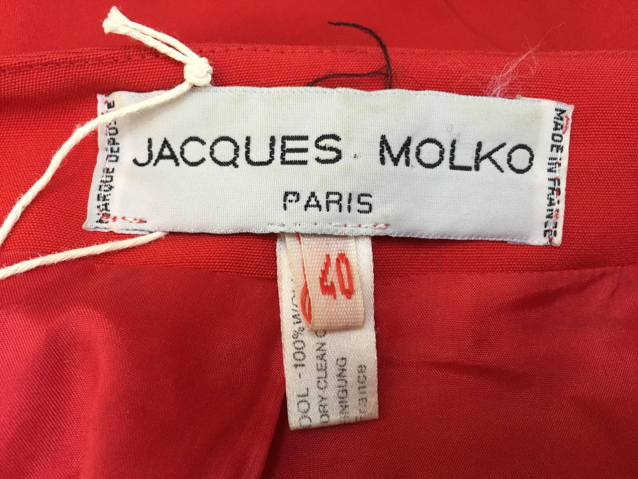 Jacques Molko 1980s Red Woven Wool Jacket Size 6. For Sale 4