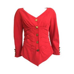 Jacques Molko 80s red woven wool jacket size 6. 12