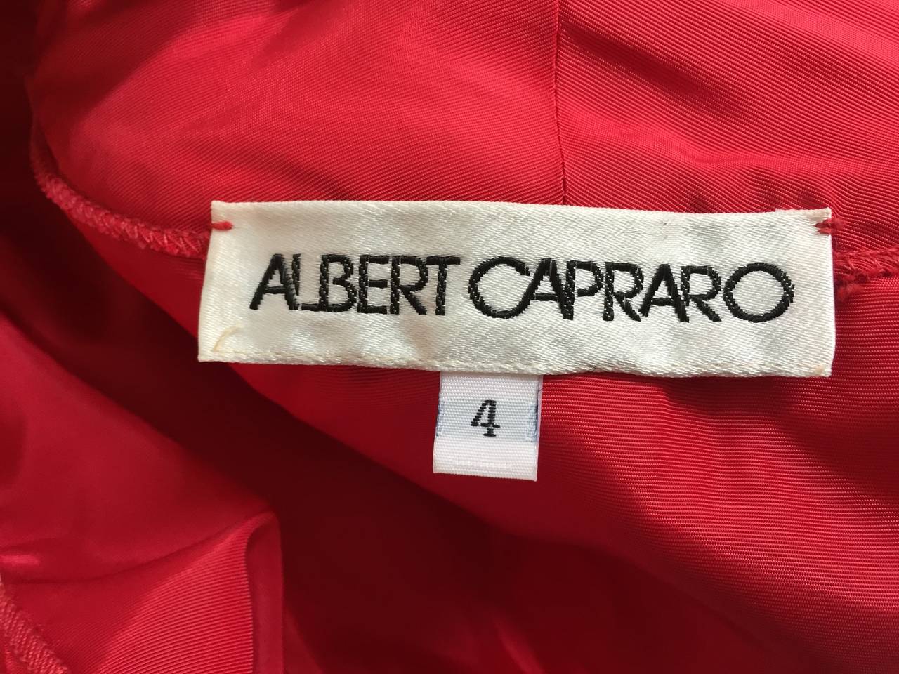 Albert Capraro Red Silk Taffeta and Velvet Trim Blouse Size 4  For Sale 2