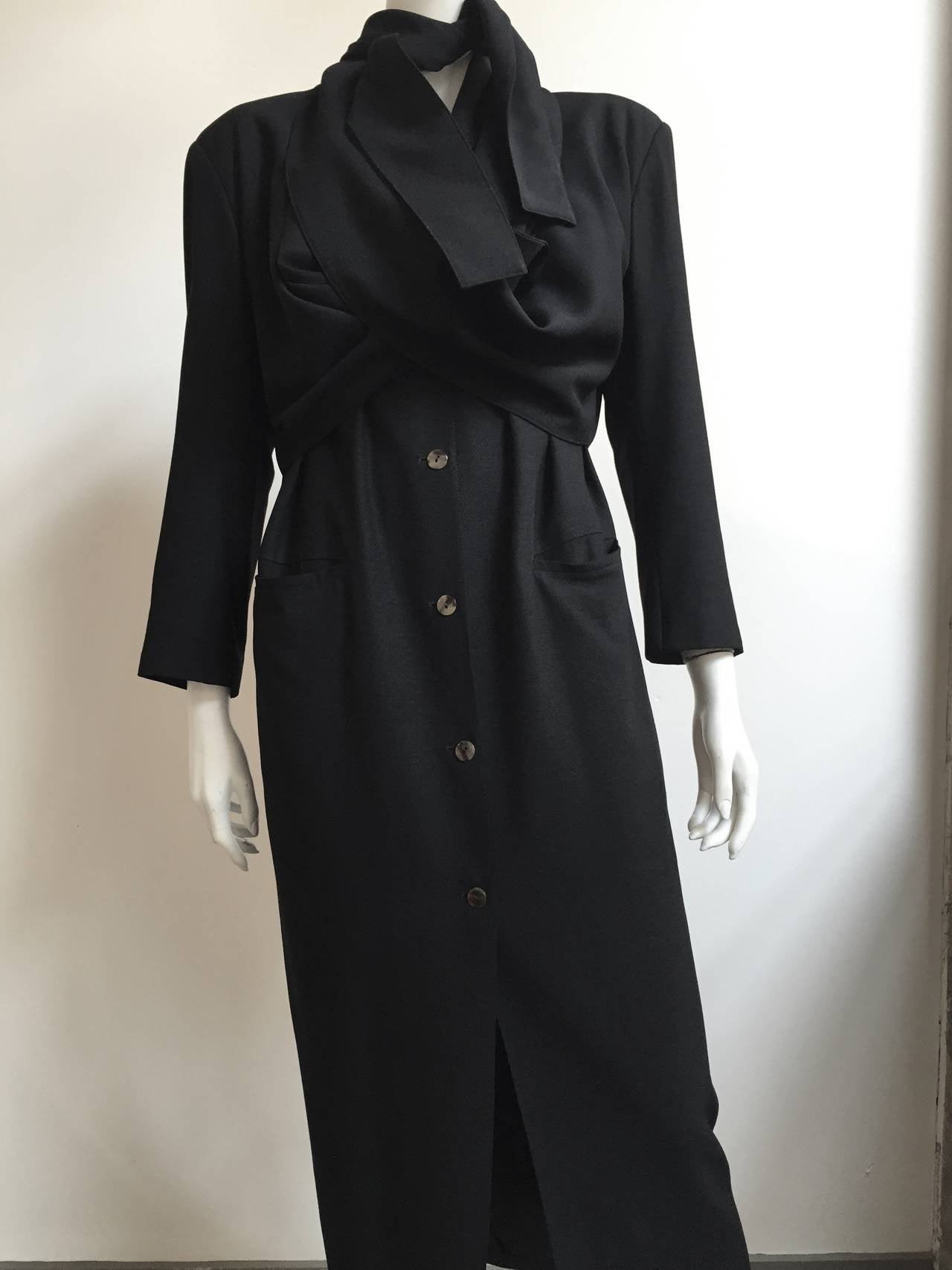 Jean Paul Gaultier 80s black wool coat size medium. 1