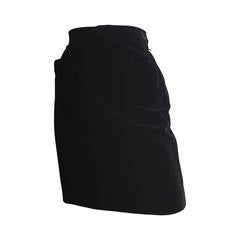 Vintage Saint Laurent Rive Gauche 1980s Black Velvet skirt Size 6.