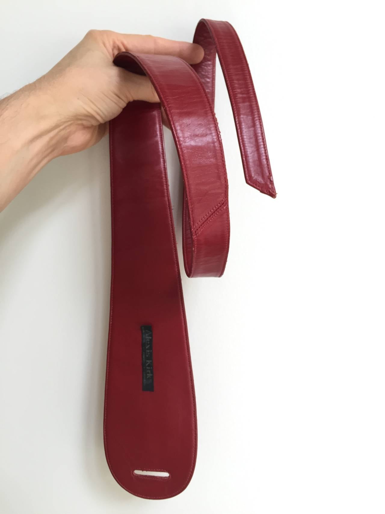 Women's Alexis Kirk 80s red leather tie belt. For Sale
