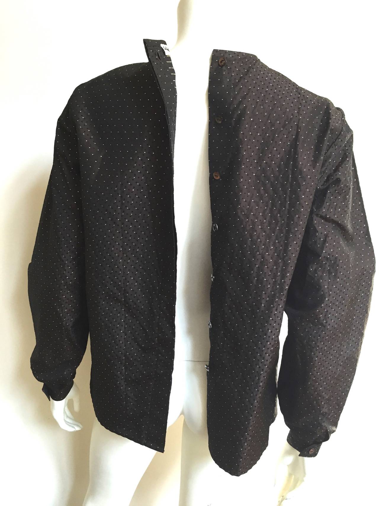Black Ferragamo Brown Silk Blouse Size 6, 1980s  For Sale