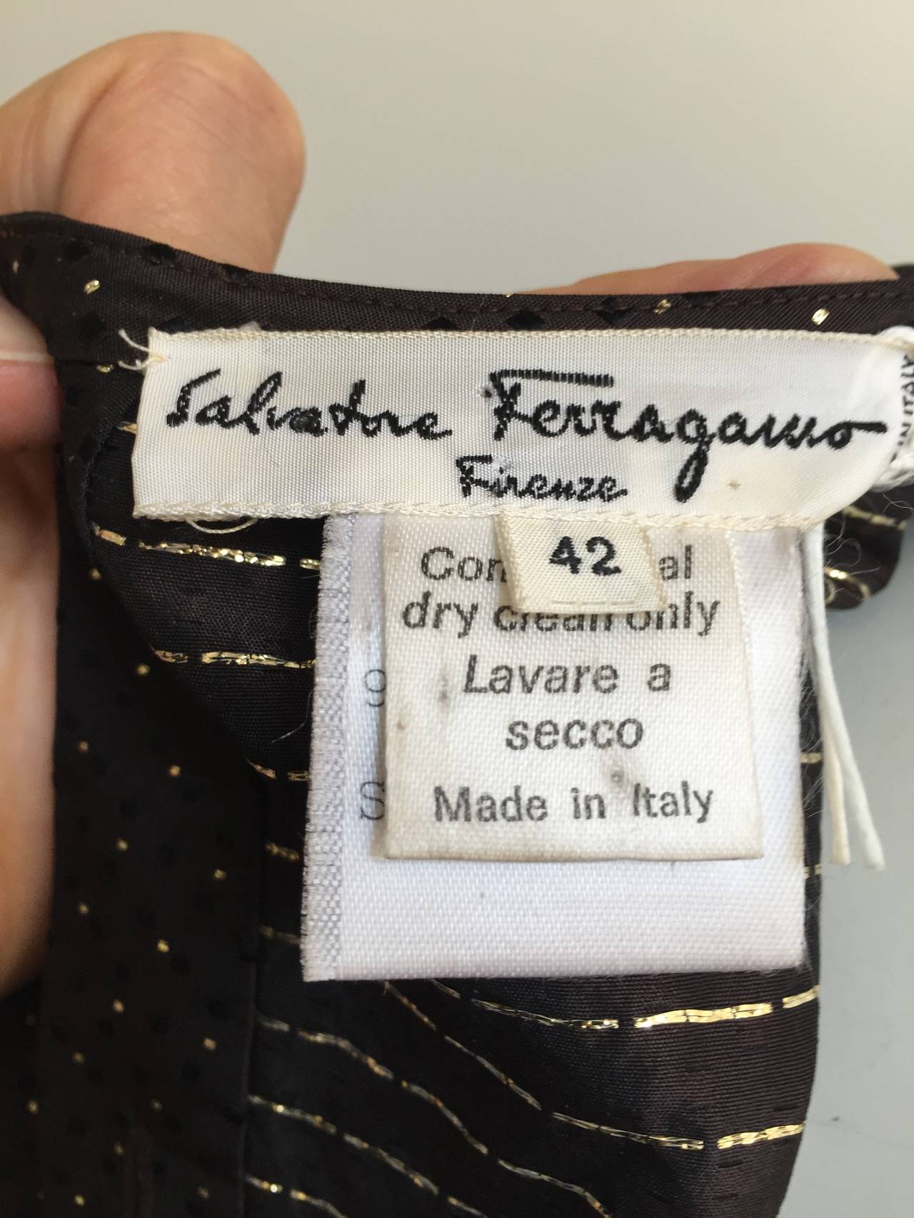 Ferragamo Brown Silk Blouse Size 6, 1980s  For Sale 1