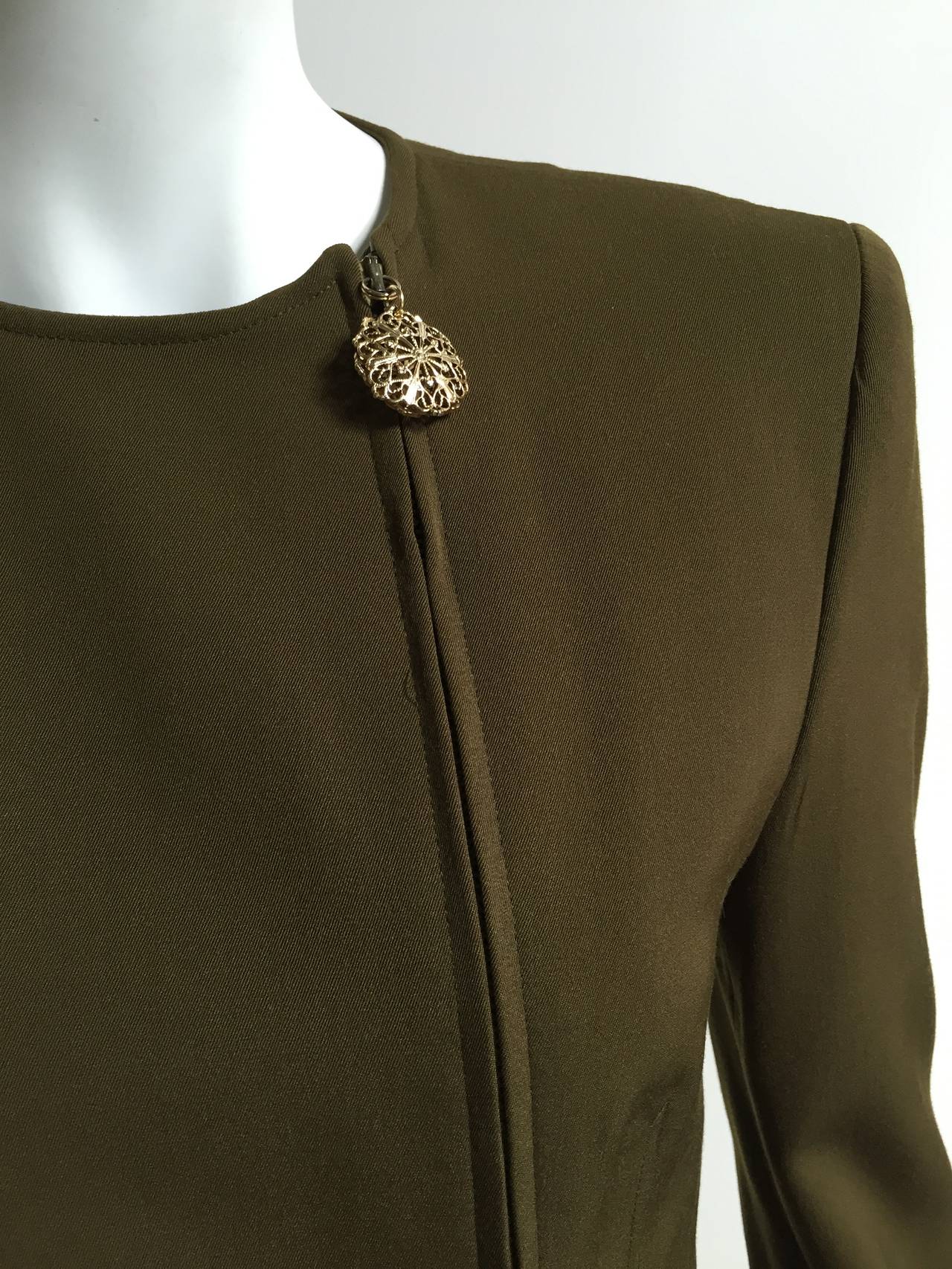 Black Genny by Versace Olive Skirt Suit Size 4 