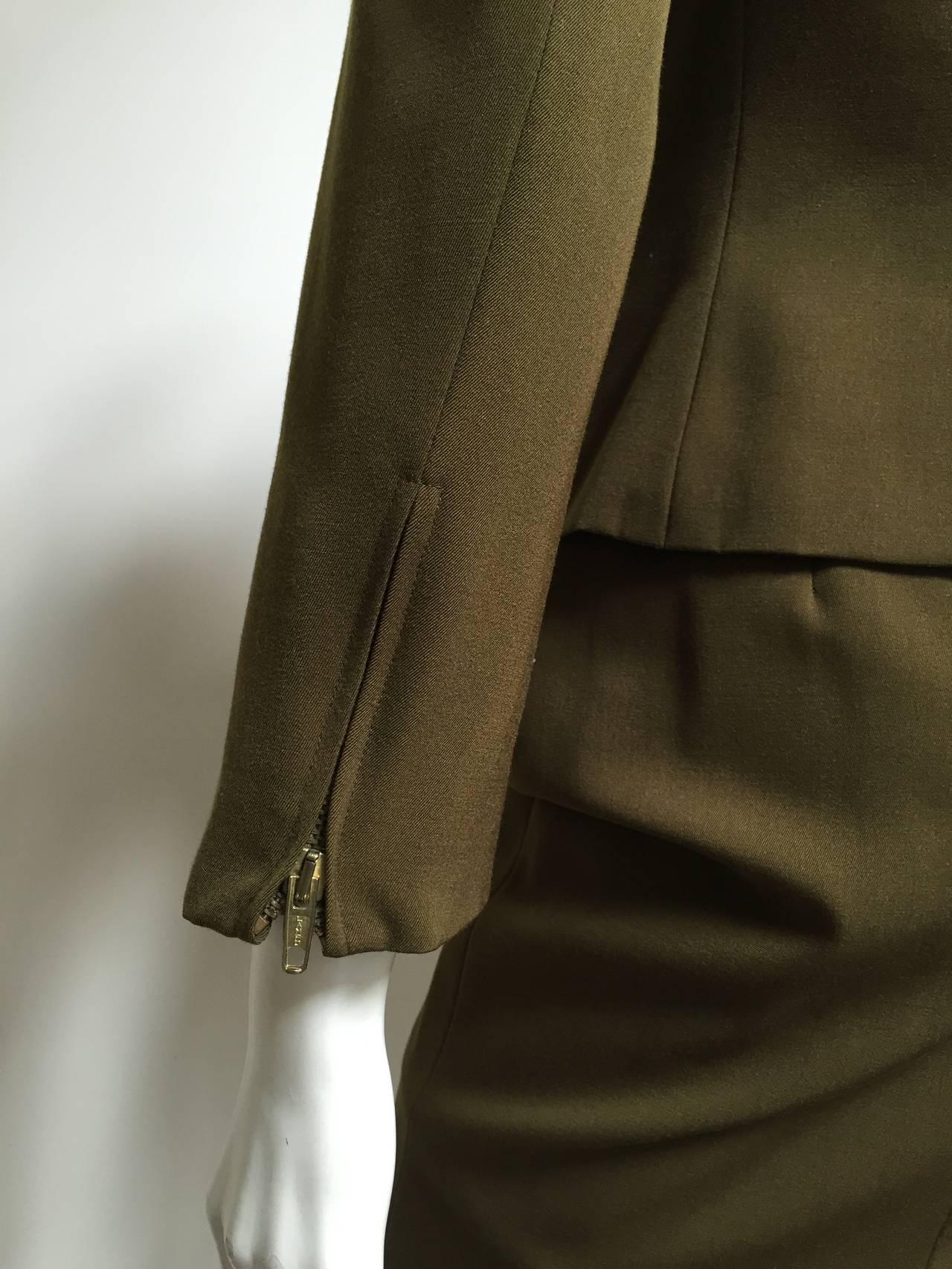 Genny by Versace Olive Skirt Suit Size 4  1