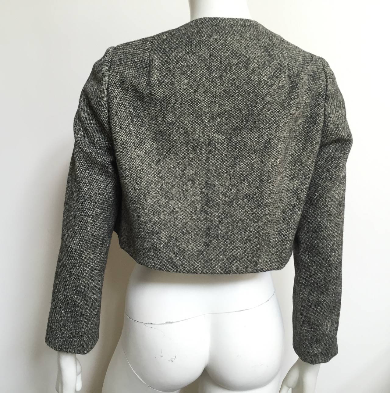 Gray Pauline Trigere Cropped Jacket Size 6  For Sale