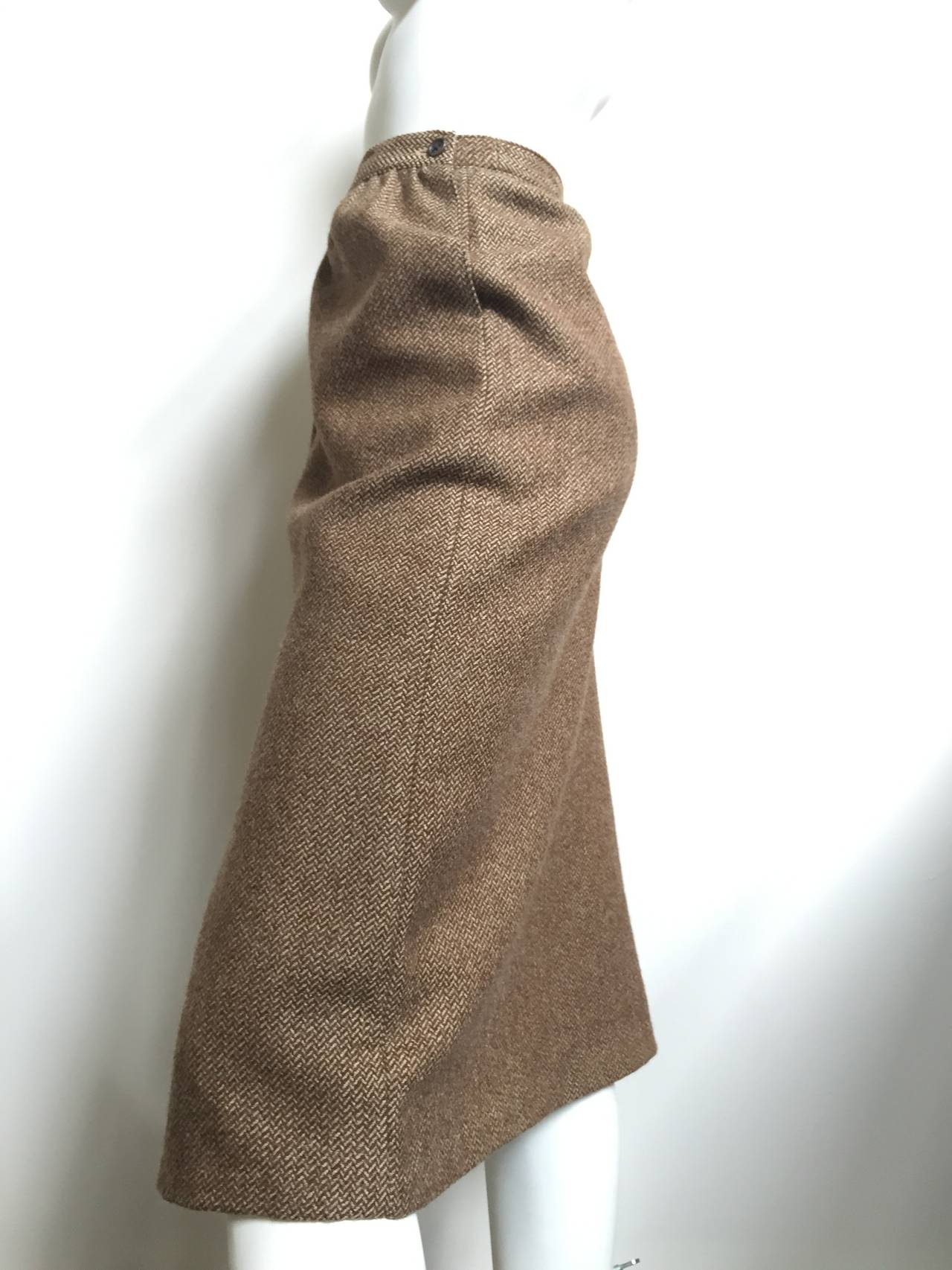 Women's Calvin Klein Brown Wool Skirt With Pockets, 1980s  For Sale