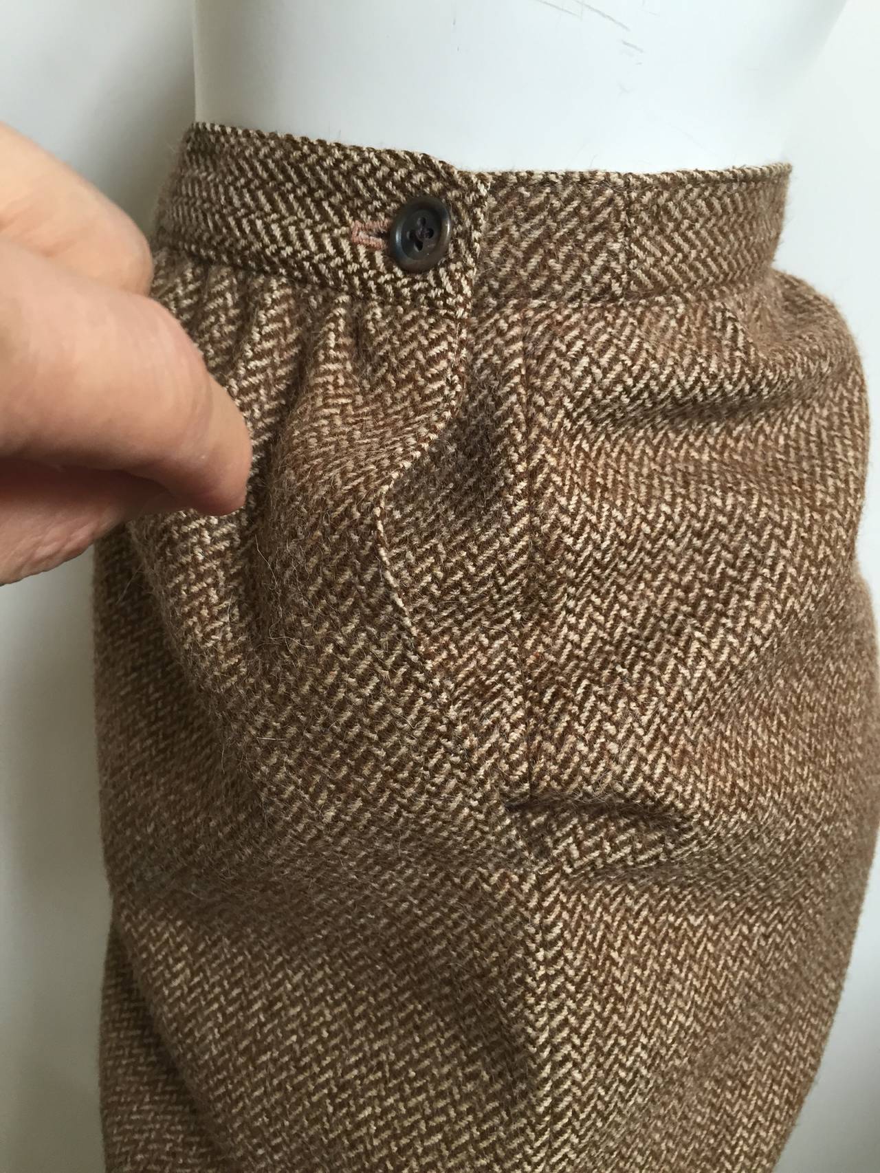 Calvin Klein Brown Wool Skirt With Pockets, 1980s  For Sale 1