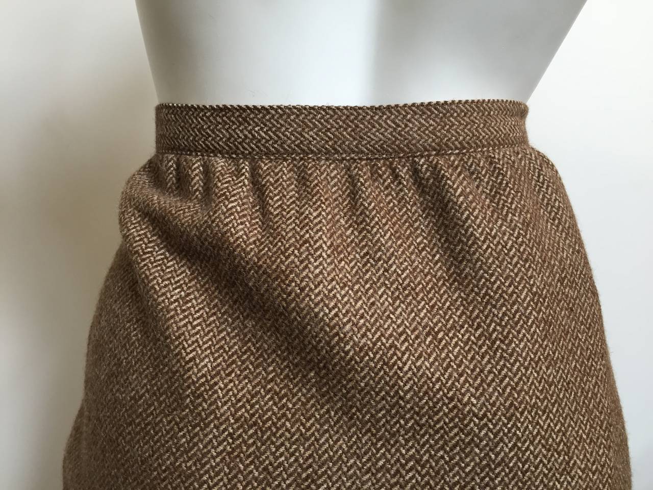 Calvin Klein Brown Wool Skirt With Pockets, 1980s  For Sale 3