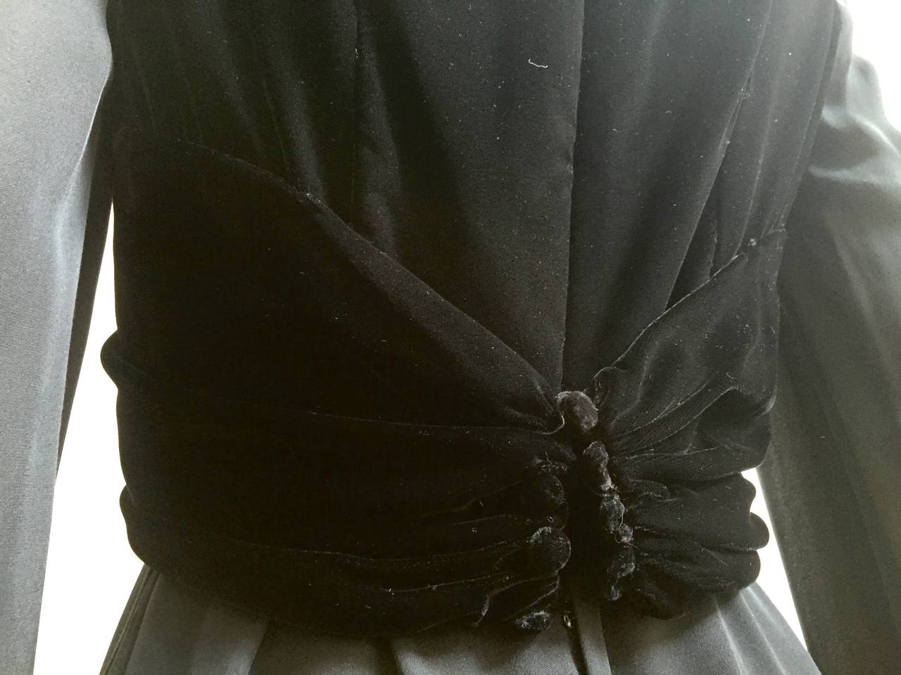 Bill Blass for Saks 1980s Black Chiffon & Velvet Evening Dress Size 4/6. For Sale 1
