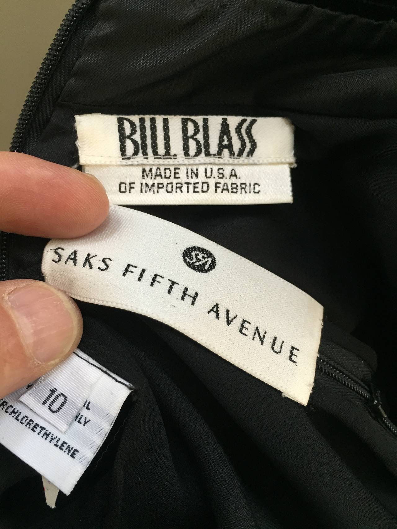 Bill Blass for Saks 1980s Black Chiffon & Velvet Evening Dress Size 4/6. For Sale 5