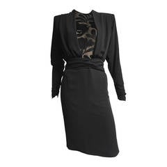 Galanos 80s black silk elegant evening dress size 4.