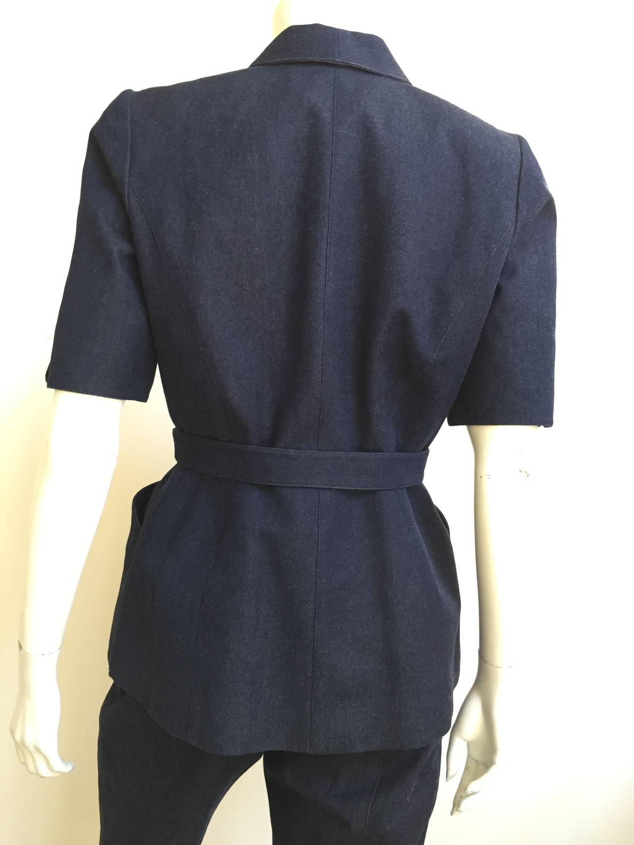 Thierry Mugler Denim Suit Size 8. In Excellent Condition For Sale In Atlanta, GA