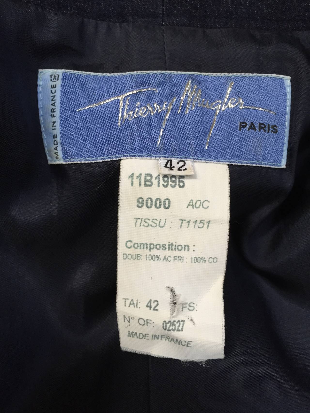 Thierry Mugler Denim Suit Size 8. For Sale 2
