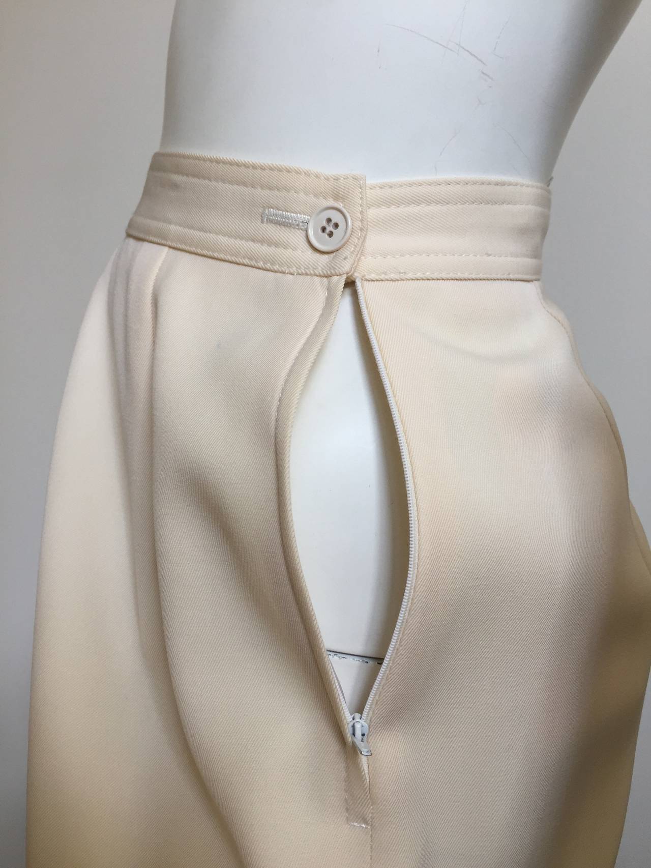 Beige Valentino Cream Wool Skirt Size 6. For Sale