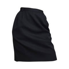 Valentino 80s Black Wool Skirt With Pockets Size 6.