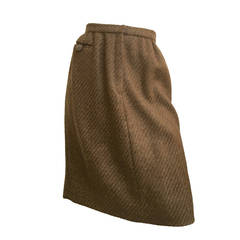 Vintage Carolina Herrera 90s Brown Wool Skirt Size 6.