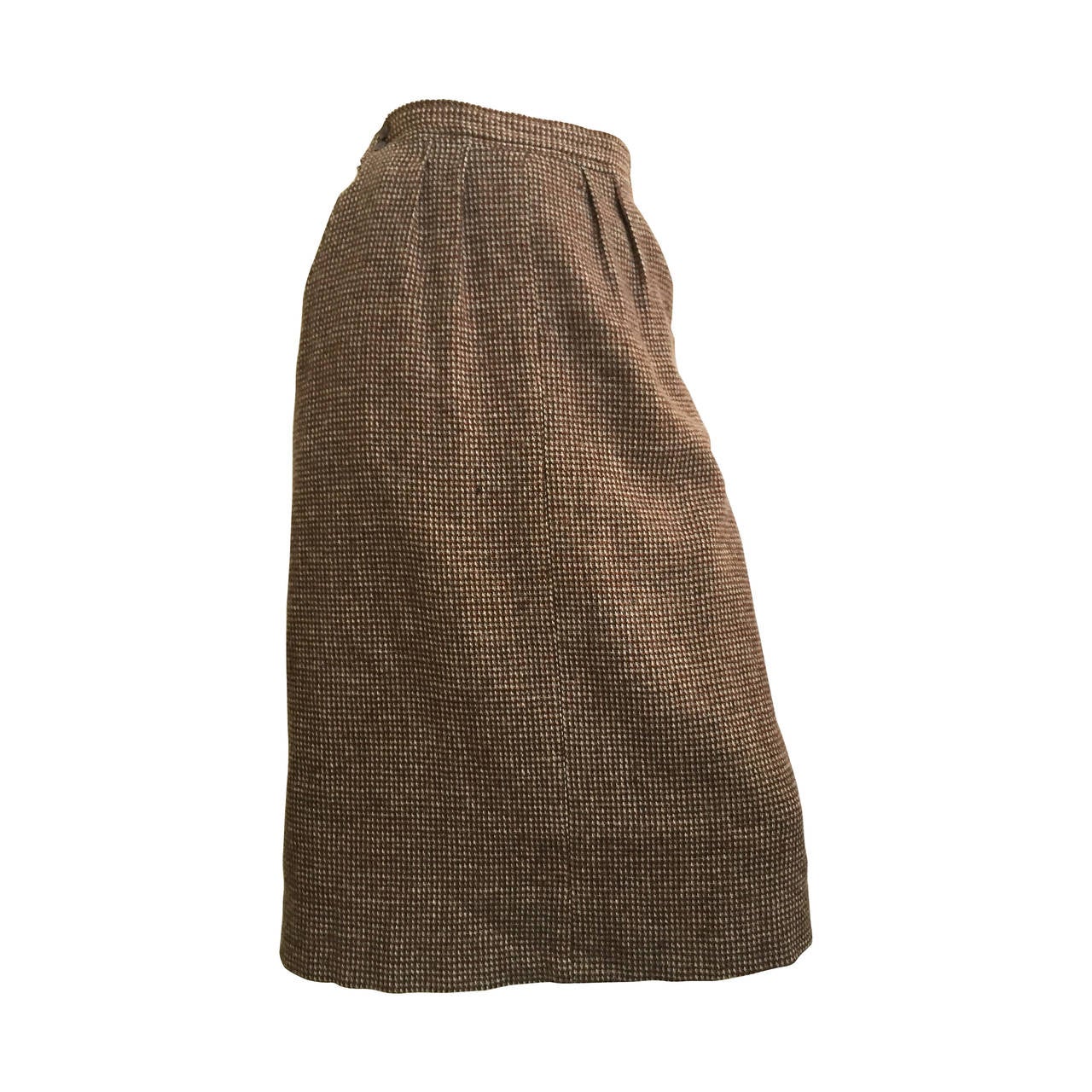 Yves Saint Laurent Brown Wool Skirt With Pockets  For Sale