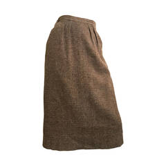 Yves Saint Laurent Brown Wool Skirt With Pockets
