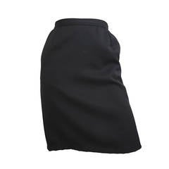 Vintage Valentino 1980s Black Wool Wrap Skirt With Pockets Size 4.