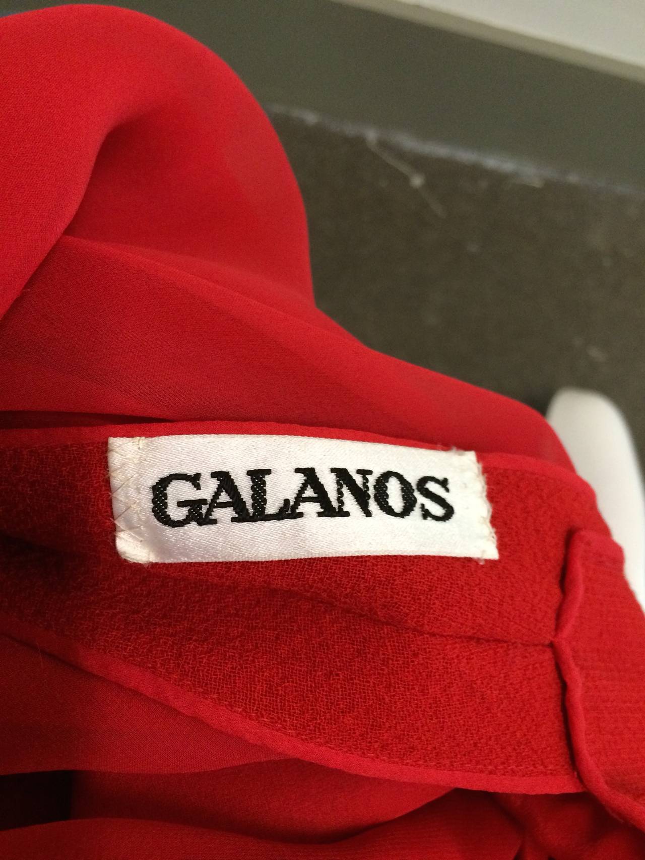  Galanos for Neiman Marcus 1980s Red Wool Dress Size 8. For Sale 5