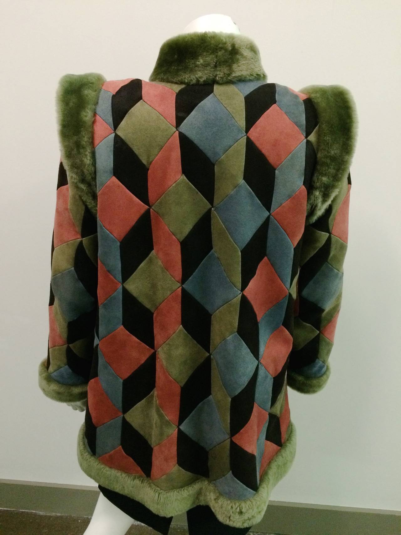 Christian Dior 70s abstract leather patchwork coat. 1