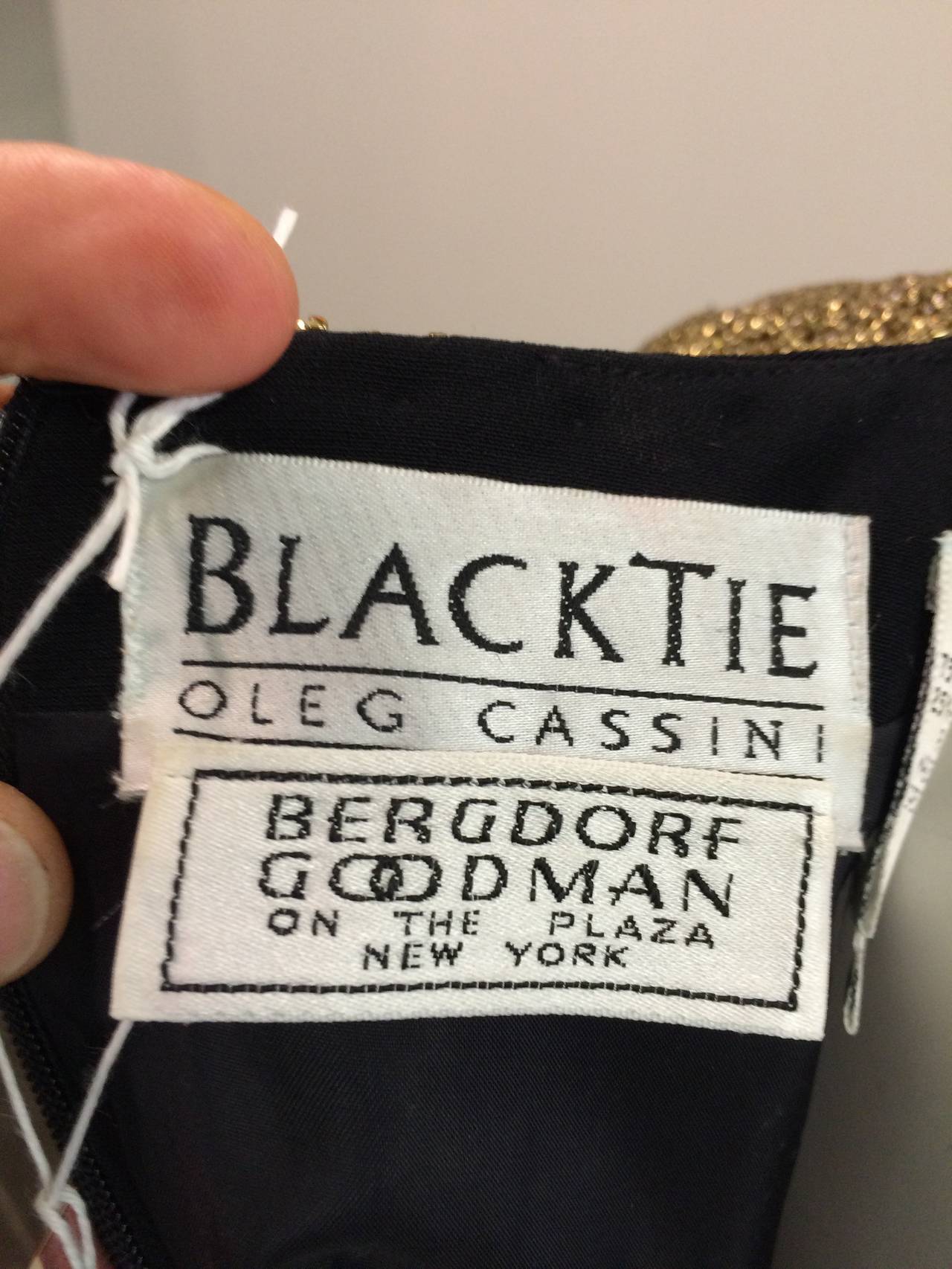 Oleg Cassini Black Tie for Bergdorf Goodman 80s beaded dress size 4. 2