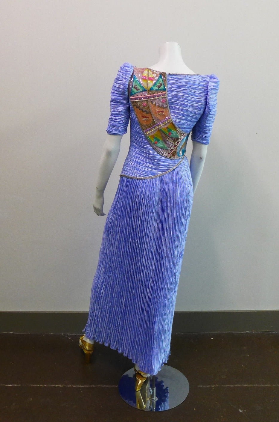 Mary McFadden Couture 80s pleated beaded gown size 4. This gown was purchased at Neiman Marcus in Houston Texas to wear to the River Oaks Country Club.