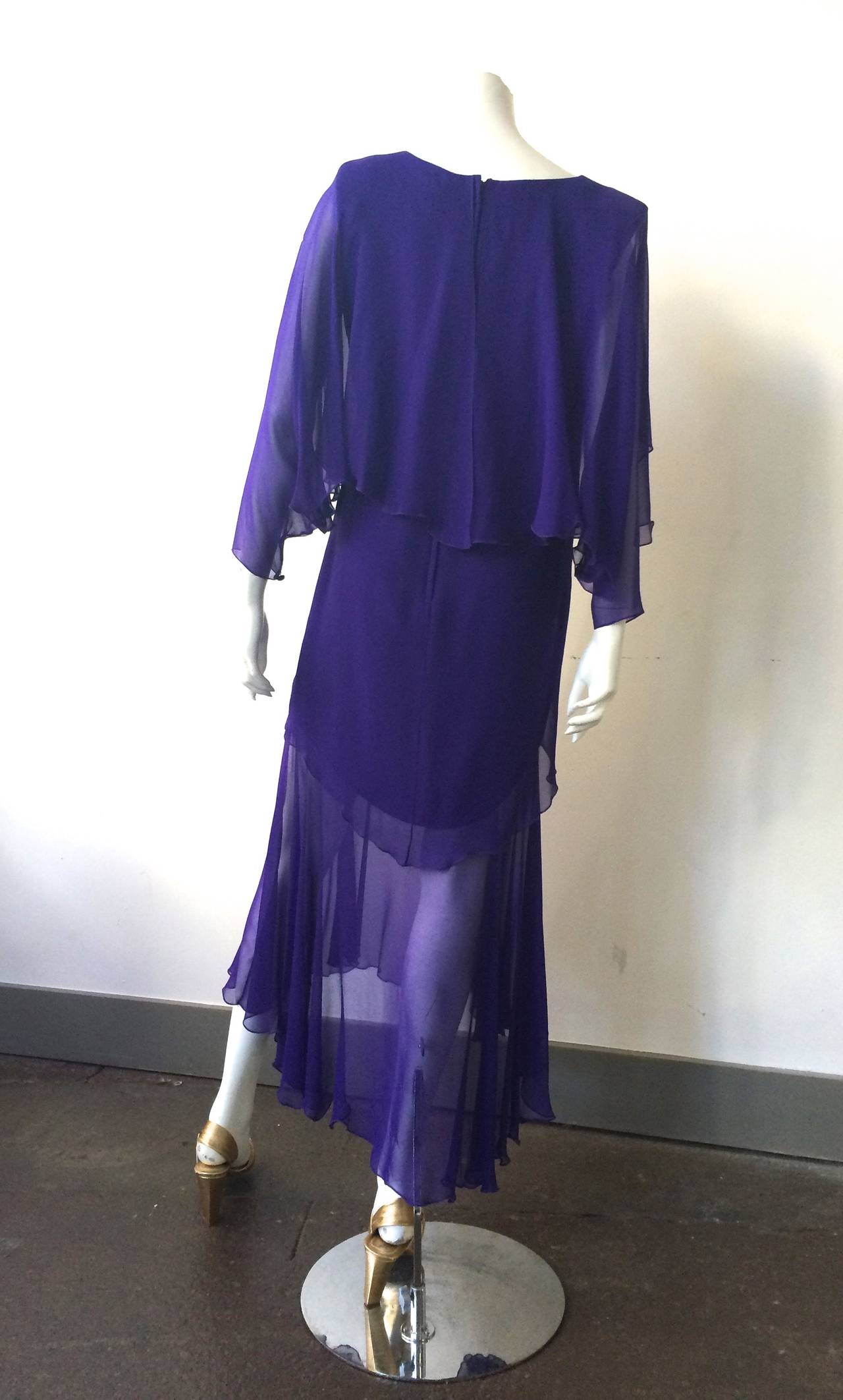 Holly Harp 80s silk layered dress size 6. In Good Condition For Sale In Atlanta, GA