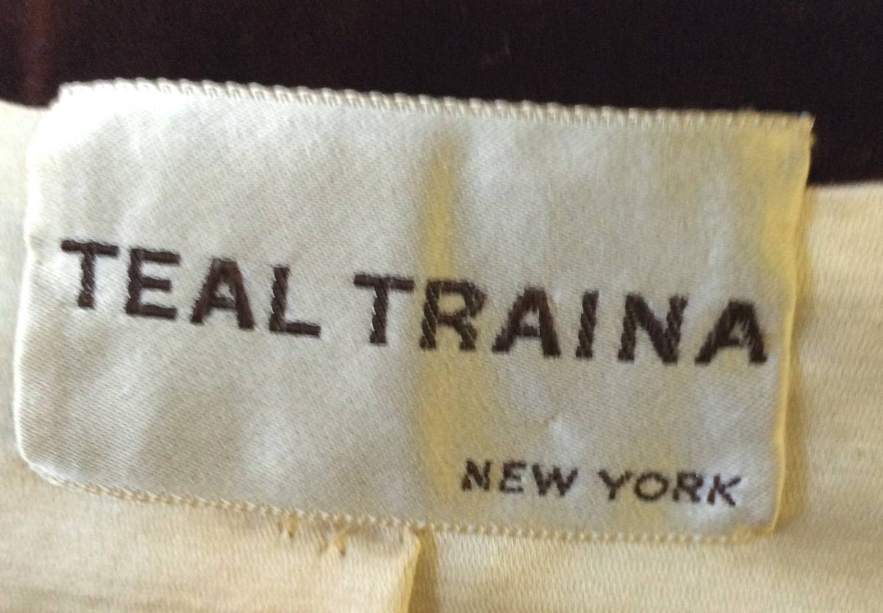  Teal Traina 60s velvet dress jacket & belt size 4/6 . For Sale 5