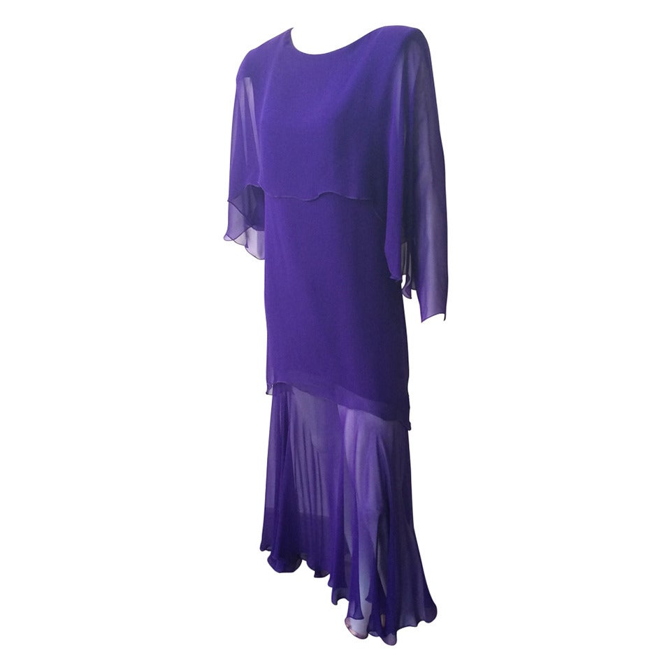 Holly Harp 80s silk layered dress size 6. For Sale