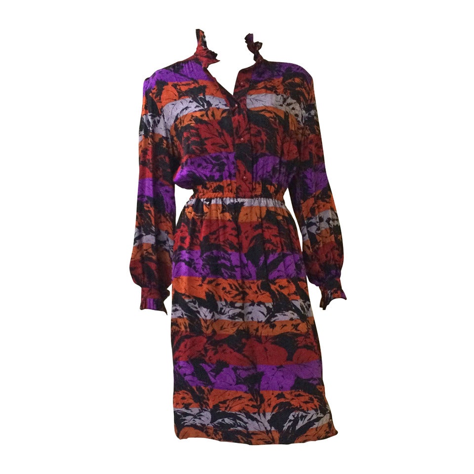 Nina Ricci Boutique Paris 70s silk dress size 4/6.