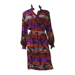 Nina Ricci Boutique Paris 70s silk dress size 4/6.