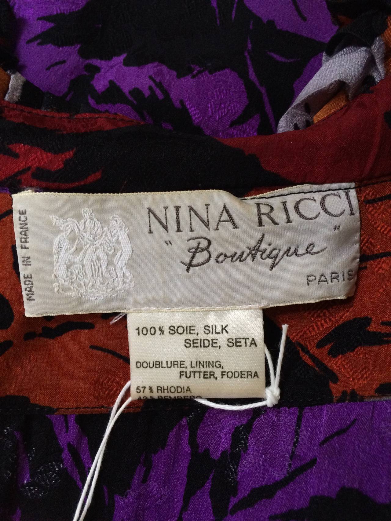 Nina Ricci Boutique Paris 70s silk dress size 4/6. 5