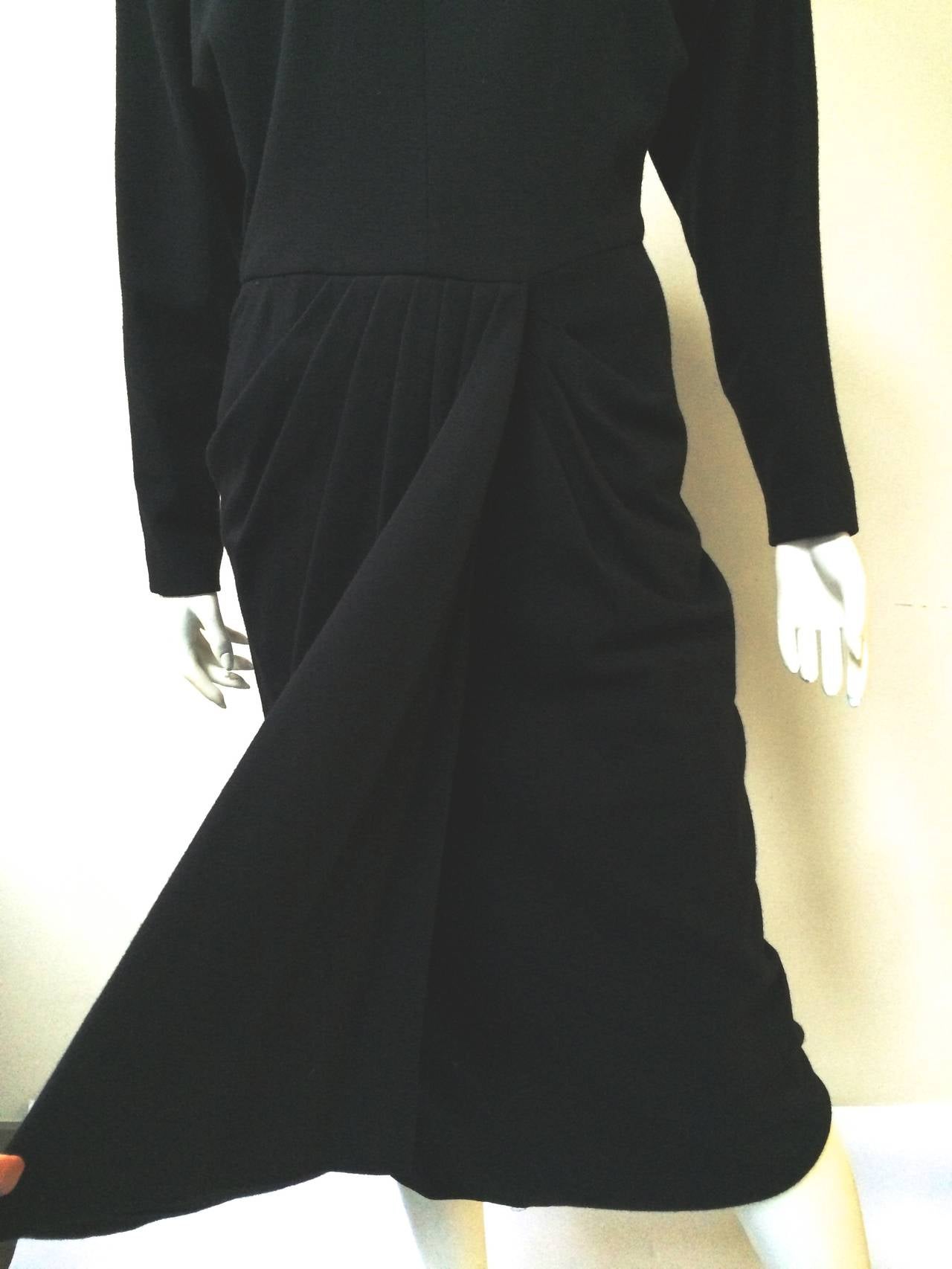  Dior 1980s Black Wool Knit Dress Size 6. In Good Condition For Sale In Atlanta, GA