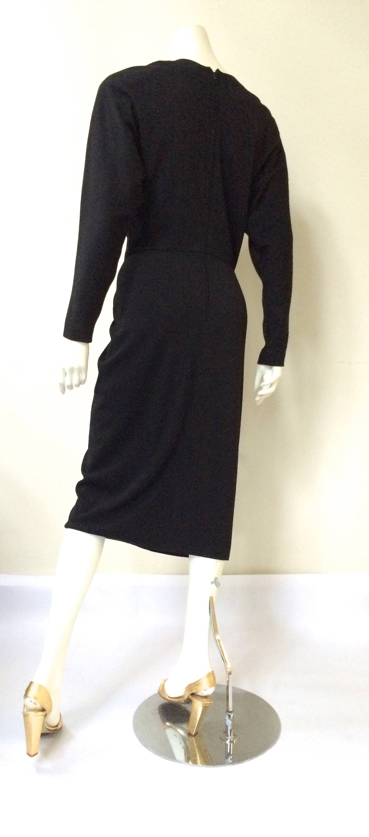  Dior 1980s Black Wool Knit Dress Size 6. For Sale 1