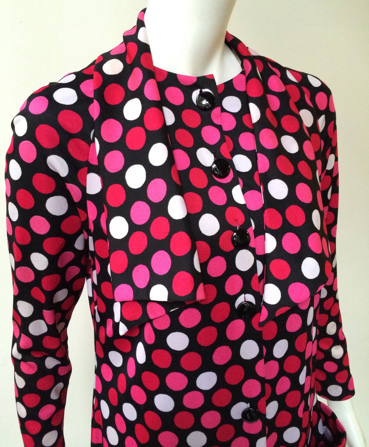 Pauline Trigere 80s polka dot dress. For Sale 4