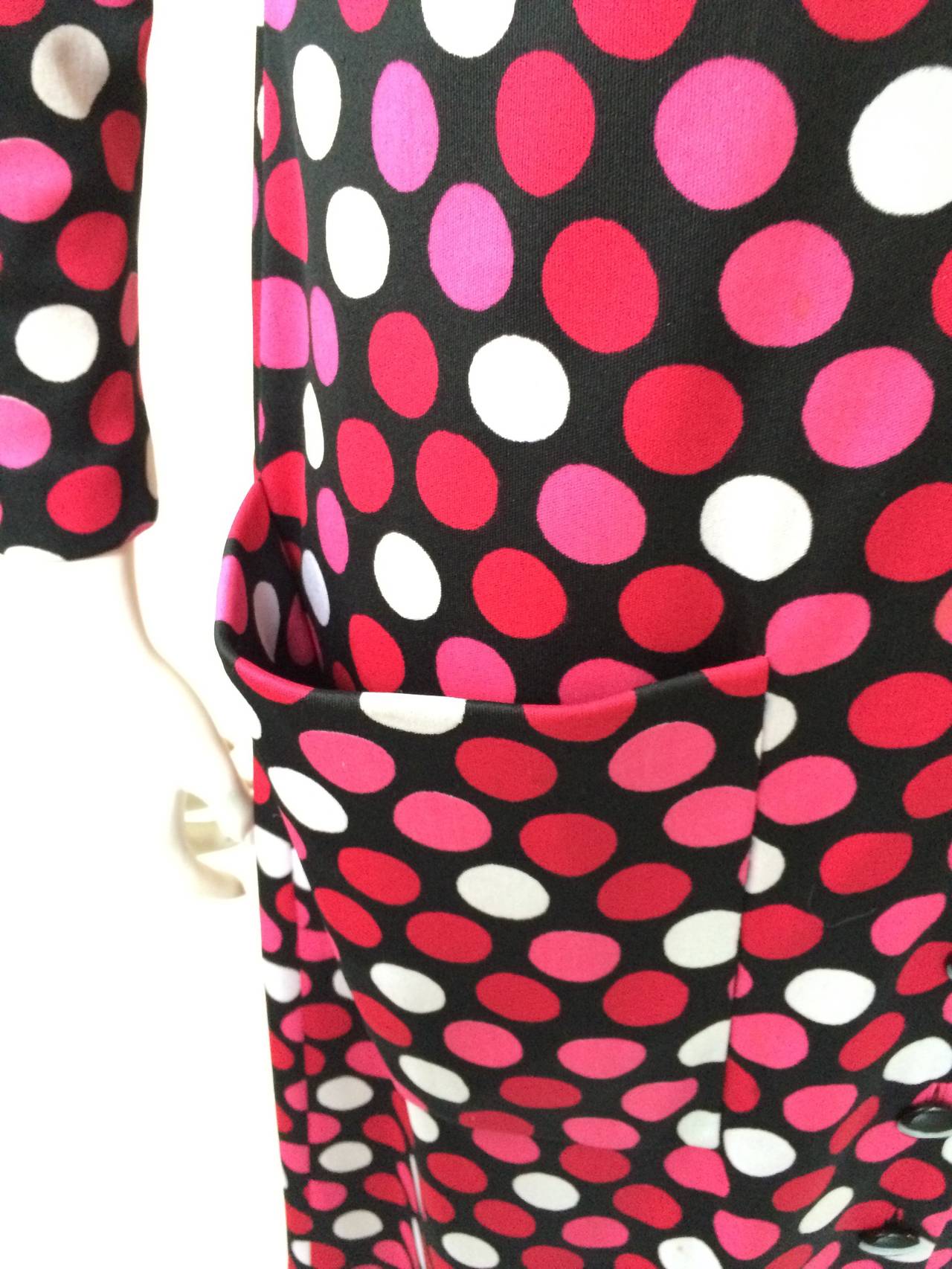 Women's Pauline Trigere 80s polka dot dress. For Sale